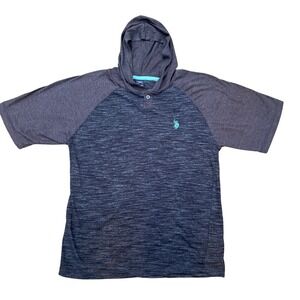 US‎ Polo Assn. Kids Boys Short Sleeve Hoodie T-Shirt Size L 14-16 Gray